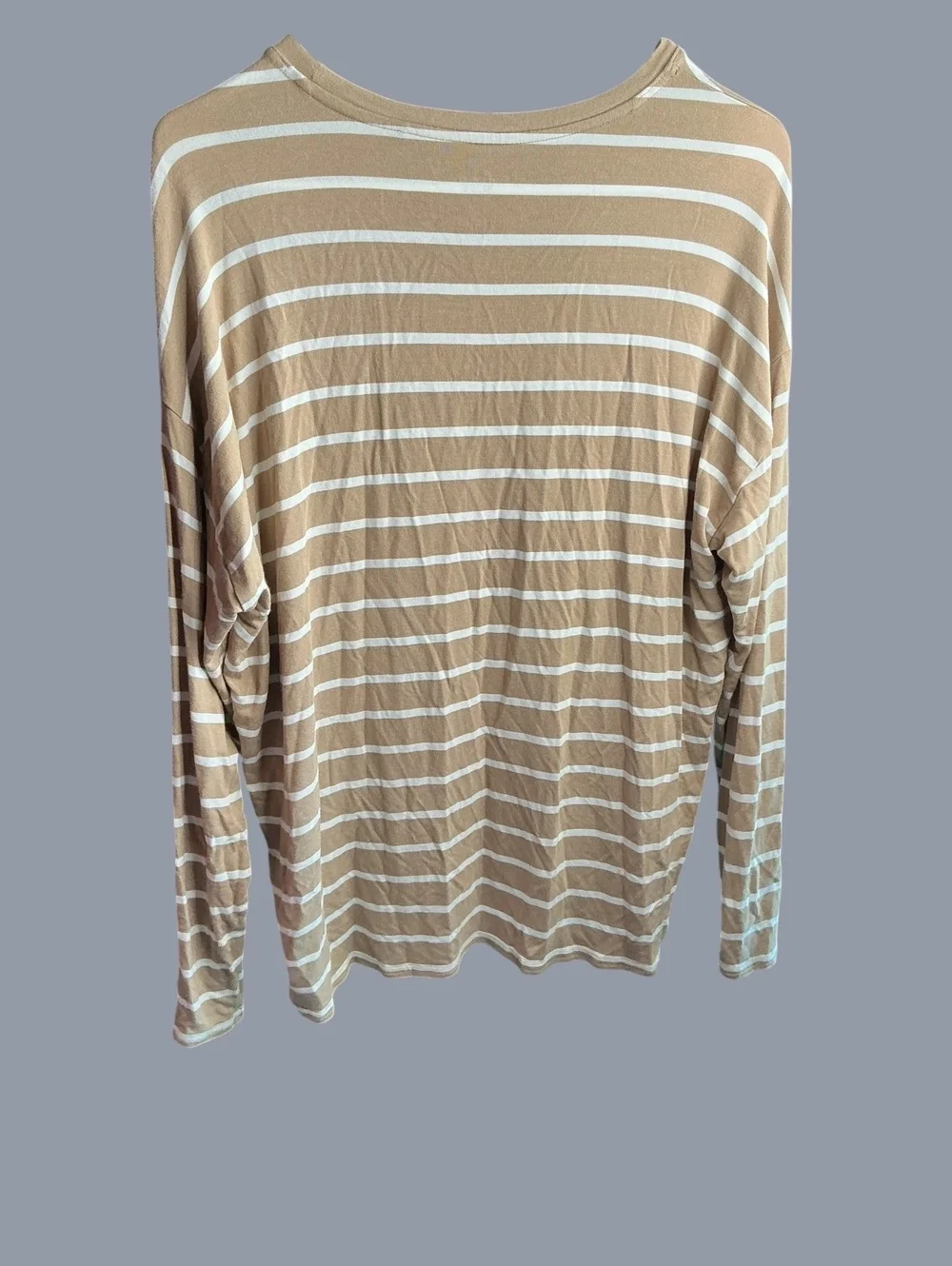 GAP Large Beige and White Striped Long Sleeve Shirt - Picture 2 of 4